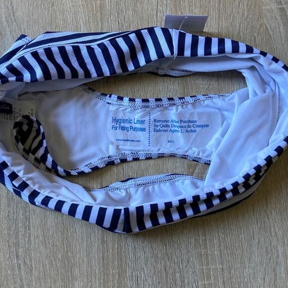Splendid Retro Bikini Bottoms NEW Never Enough Navy Stripe size L - Picture 2 of 6
